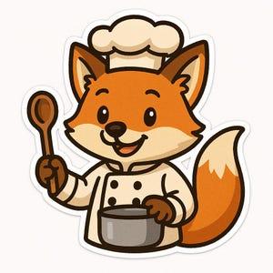 Adesivo "Volpe come chef" – adesivo divertente per auto – resistente alle intemperie, creativo – regalo per chef amatoriali, amanti degli animali e appassionati di cucina