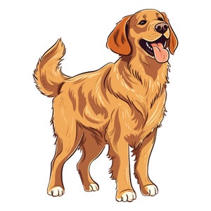 Golden Retriever Sticker – Funny cartoon dog with tongue as a sticker for dog fans Wall sticker decoration and gift idea