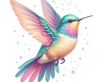 Hummingbird sticker, watercolor sticker with tropical bird motif, wall decal, car sticker, decoration, gift idea for nature lovers and bird lovers