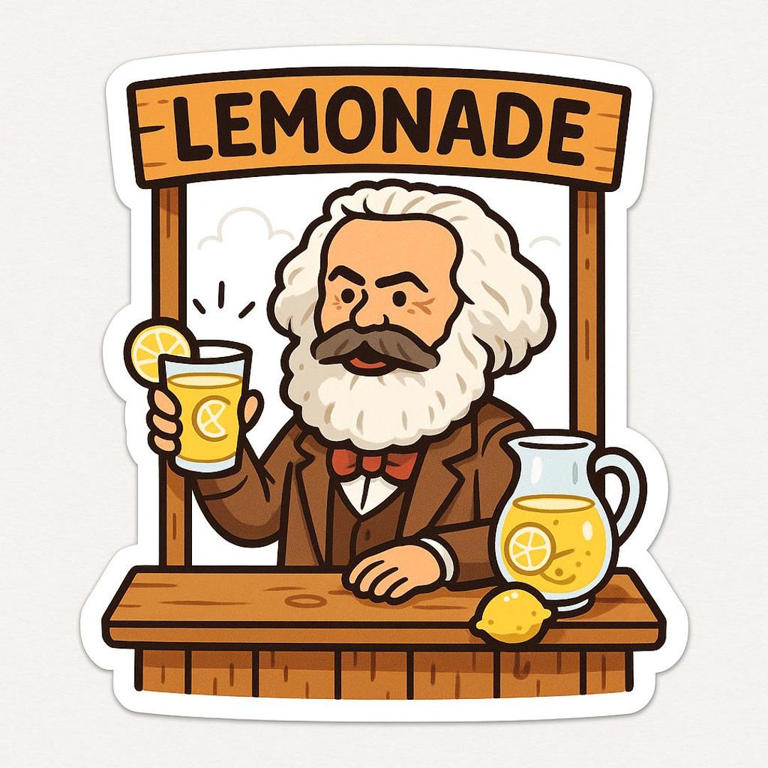 Karl Marx Sells Lemonade Sticker – Funny Car Sticker – Weatherproof ...