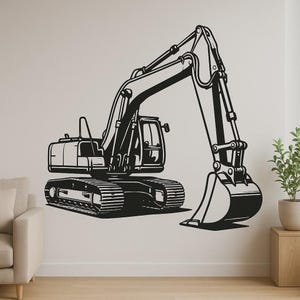 掘削機の壁ステッカー、建設車両ステッカー、子供部屋の壁、キャンピングカー、ノートパソコン、小さなビルダーやテクノロジーファンへのギフト