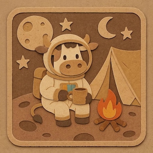 Vaca astronauta en un viaje de campamento lunar – Pegatina divertida de dibujos animados – Resistente a la intemperie – Regalo para amantes del espacio, los animales y el humor
