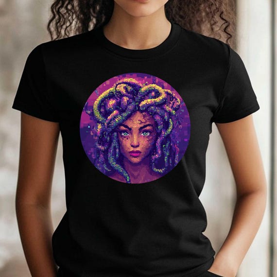 Medusa Pixel Art Premium Women's T-shirt, Cotton, High-quality