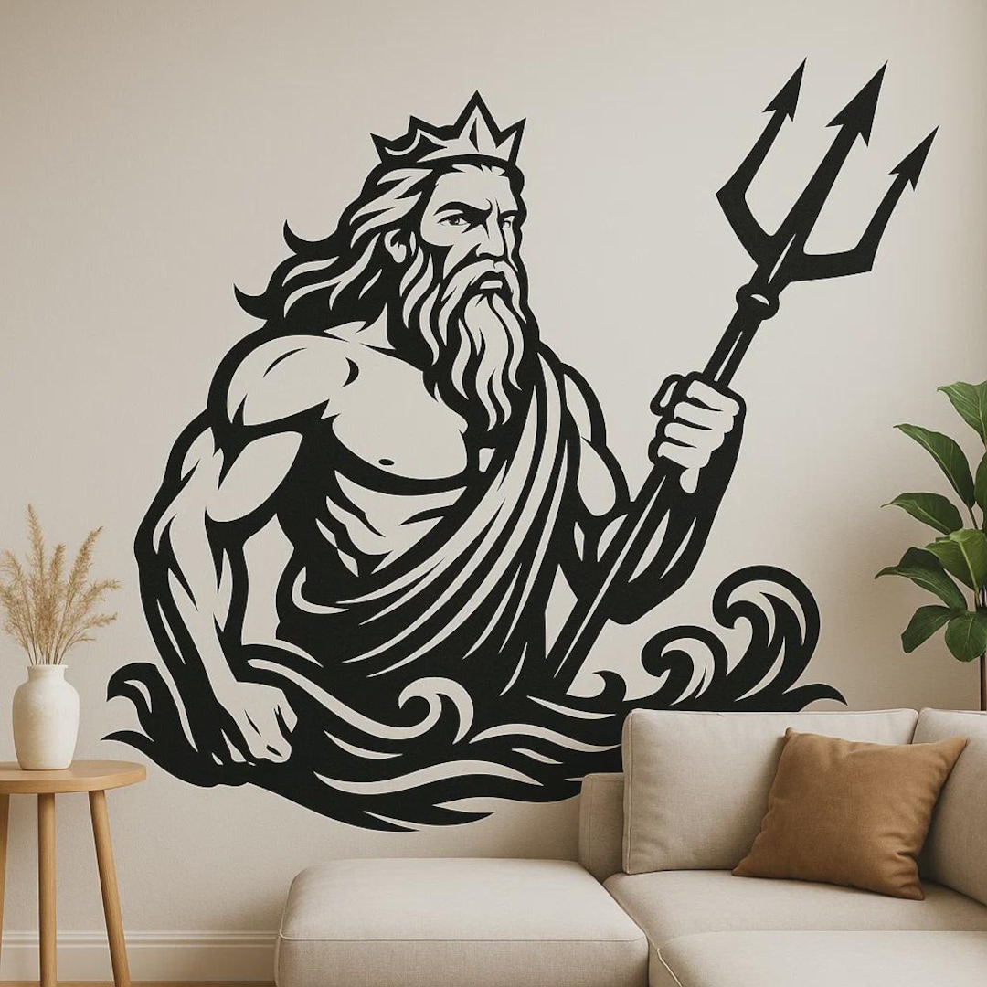 Poseidon Sticker Poseidon Wall Sticker Greek Sea God With Trident as a Decal for Wall ...
