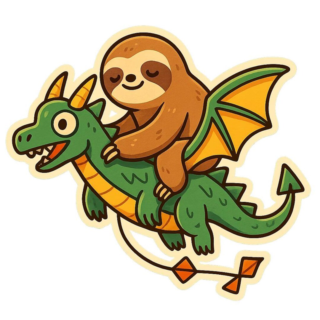 Sloth Floating on a Kite – Funny Cartoon Sticker – Weatherproof – Gift ...