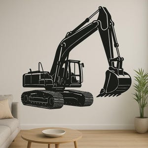 掘削機の壁ステッカー、建設車両ステッカー、子供部屋の壁、キャンピングカー、ノートパソコン、小さなビルダーやテクノロジーファンへのギフト