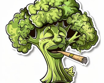 broccoli cigarette Gangsta Sticker Broccoli Smoking Blunt High Face