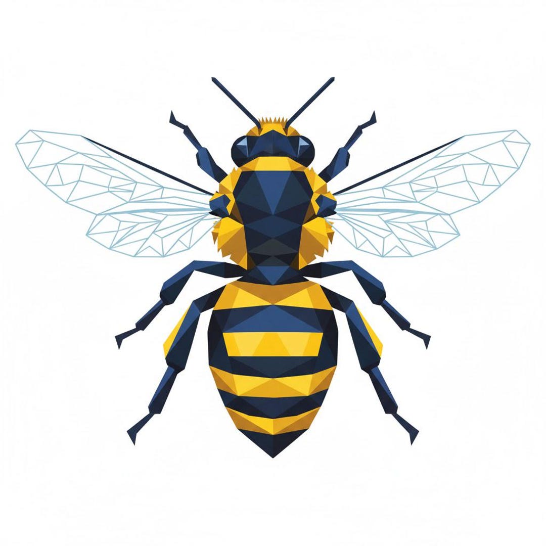 4X Bee Low Poly Sticker Car Decal Polygon Insect Geometric Design ...