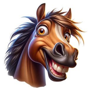 Laughing horse face wall sticker, funny horse mural, decorative horse poster, horse art, wall decoration, humorous animal motif