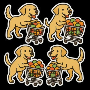 ステッカーセット ラブラドールステッカー ショッピングカート付き ボールいっぱい 面白い犬コミックステッカー 車、ノートパソコン、または犬好きの方へのギフトに