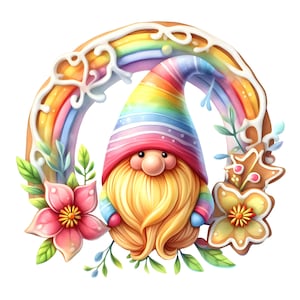 Bunter Zwerg Sticker Autoaufkleber Regenbogen Wandtattoo mit Blumen Lustiger Zwerg Aufkleber Geschenkidee Kinder Bunte Deko Cartoon