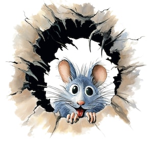 Süßer Maus Sticker niedlicher Cartoon Tieraufkleber für Kinderzimmer lustiges Mausmotiv handgezeichnet wasserfest vielseitig einsetzbar