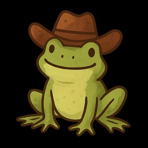 Adesivo per esterni con rana e cappello da cowboy, in vinile resistente ai raggi UV, realizzato con pellicola di alta qualità Orafol, adesivo per auto, adesivo per laptop