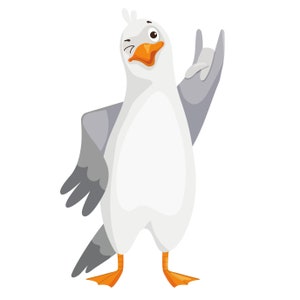 Pegatinas divertidas de gaviotas, pegatinas de pájaros humorísticos, decoración costera, gaviotas de acuarela, pegatinas de pájaros de dibujos animados, regalo de playa, pegatinas de vida marina