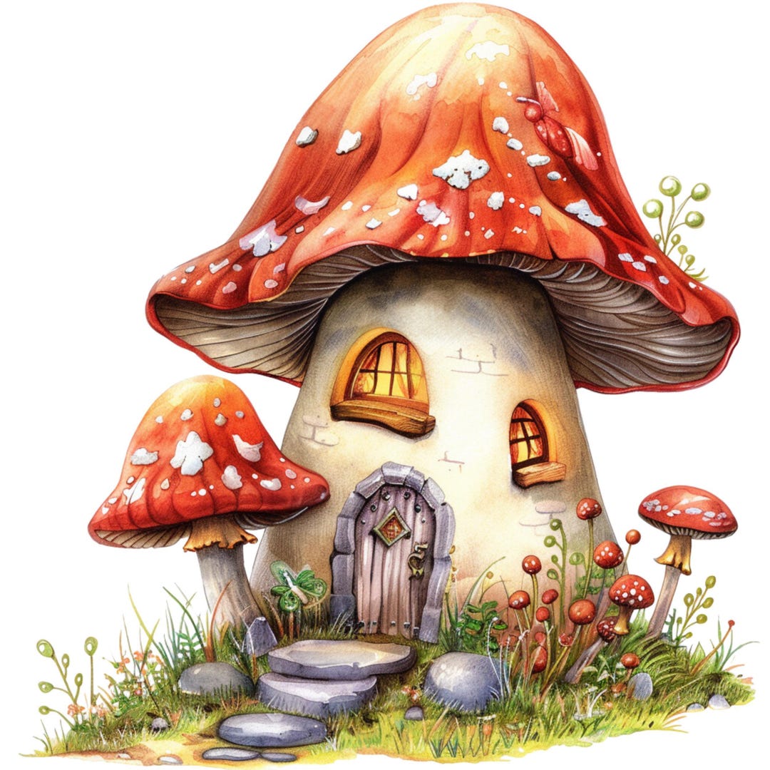 Wall Sticker Fairy Mushroom House Wall Sticker Vinyl Sticker Made of ...