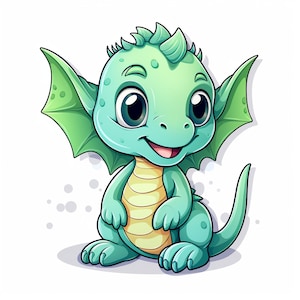 Bonita pegatina de dragón, pegatina de fantasía, dulce criatura mítica, motivo de regalo para niñas, decoración para portátil, coche, animal de dibujos animados
