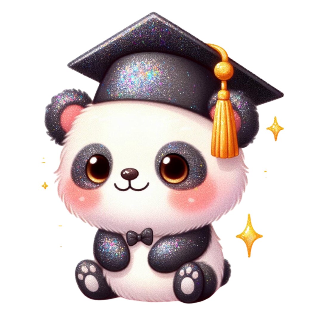 4X Watercolor Panda With Graduation Cap Stickers, Graduation Panda ...