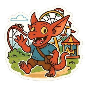 遊園地のゴブリンステッカー - 面白い車のステッカー - 耐候性、遊び心 - ファンタジーファン、オタク、子供へのギフト