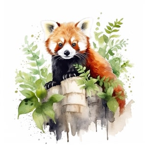 Autocollant aquarelle panda rouge personnalisable en vinyle extérieur