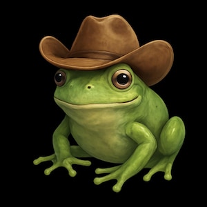 Adesivo per esterni con rana e cappello da cowboy, in vinile resistente ai raggi UV, realizzato con pellicola di alta qualità Orafol, adesivo per auto, adesivo per laptop