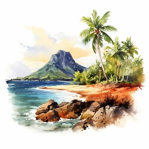 Car sticker Hawaii watercolor look colorful island sticker tropical motif car window surf summer sun palm trees vacation beach decoration gift
