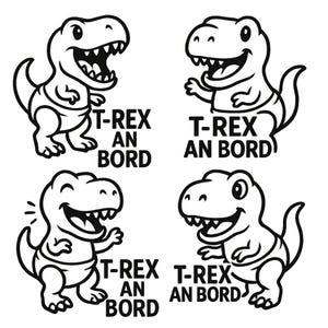 Zestaw naklejek T-Rex na pokładzie – zabawna naklejka „Baby on Board” z dinozaurem w pieluszce – naklejka na samochód z humorem – odporna na warunki atmosferyczne i przyciągająca wzrok