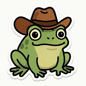 Adesivo rana con cappello da cowboy – Adesivo divertente per auto – Resistente alle intemperie, stile western – Regalo per gli amanti degli animali, dei cowboy e dell'umorismo