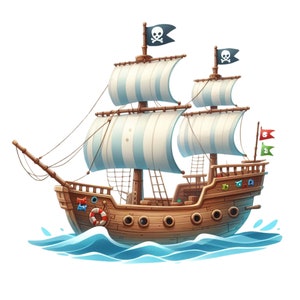 Pegatina de barco pirata para decoración de habitación infantil, pegatina de pared para coche, diseño de barco de dibujos animados para niños, pegatina de pared para sala de juegos, aventura