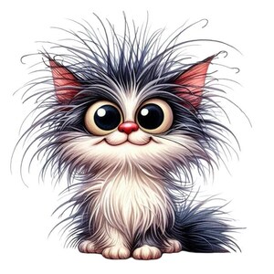 Pegatina de gato loco: un caprichoso motivo felino como tatuaje de pared y pegatina para coche.