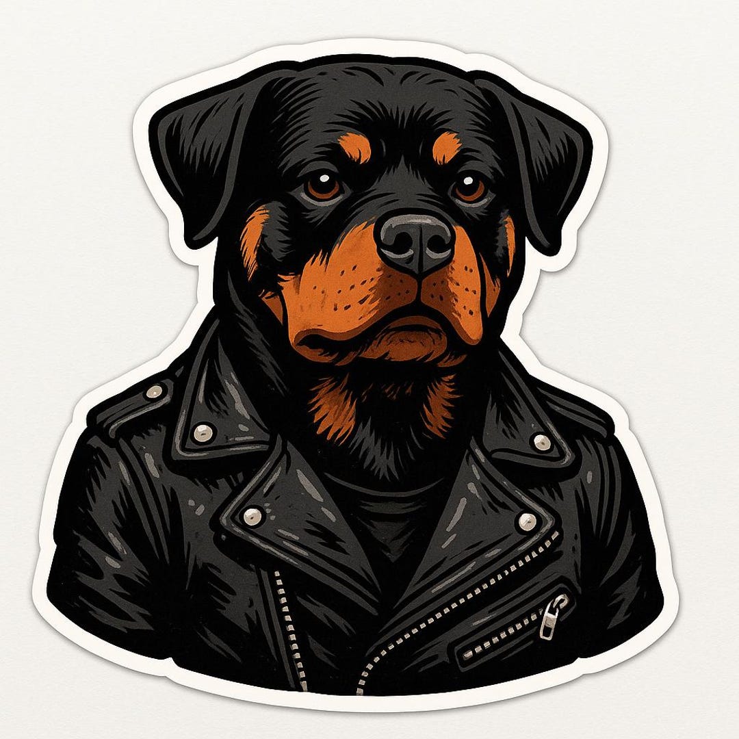 Rottweiler in Rocker Style Sticker Outdoor Uv-resistant Vinyl Sticker ...