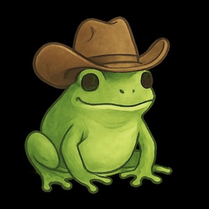 Adesivo per esterni con rana e cappello da cowboy, in vinile resistente ai raggi UV, realizzato con pellicola di alta qualità Orafol, adesivo per auto, adesivo per laptop