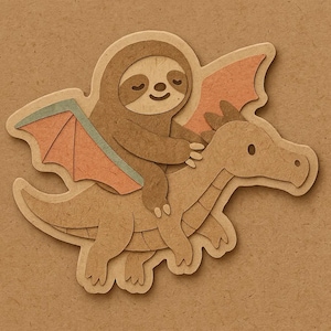 Sloth floating on a kite – Funny cartoon sticker – weatherproof – Gift for animal, leisure & humor fans