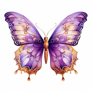 Adesivo farfalla viola – Adesivo in vinile magico con decorazioni dorate e stile fatato