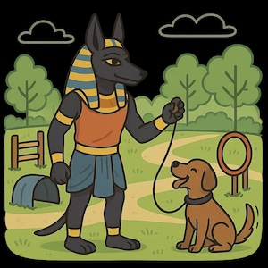 公園で犬のトレーナーをしているアヌビスのステッカー3枚セット。屋外用UV耐性ビニールステッカー。オラフォルの高品質フィルム製。車用ステッカー。