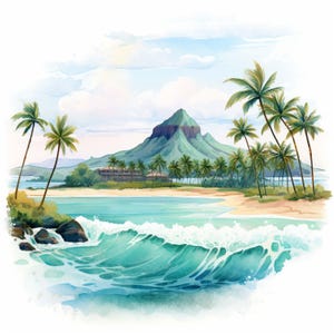 Car sticker Hawaii watercolor look colorful island sticker tropical motif car window surf summer sun palm trees vacation beach decoration gift