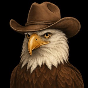 Adesivo per esterni con aquila con cappello da cowboy, adesivo in vinile resistente ai raggi UV, realizzato con pellicola di alta qualità di Orafol, adesivo per auto, adesivo per laptop