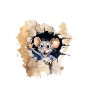 Bonita pegatina de ratón para coche, pegatina de pared con motivo de animal, ratón en el agujero, dibujo de roedor, idea de regalo, pegatina de animal para niños divertida