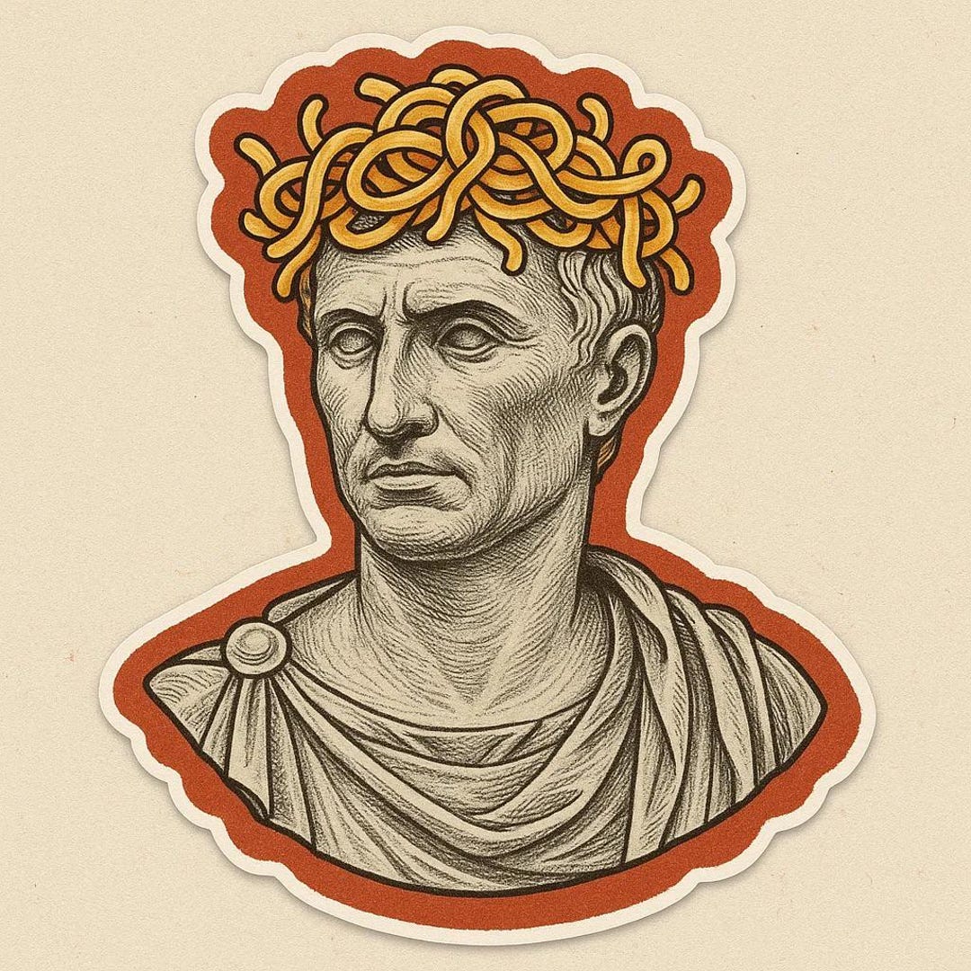 Caesar Sticker Julius Caesar Sticker With Spaghetti Crown Comic Sticker for History ...