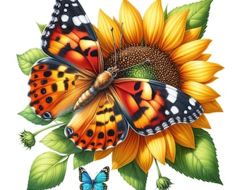 Autoaufkleber Sticker Schmetterling mit Blumen Aufkleber Wetterfester Outdoor Vinyl