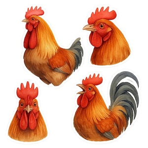 Hühnchen Sticker Set, Huhn Aufkleber, Bauernhof Tier, Landleben Deko, Hühnermotiv, Tiersticker, Hühnerfarm Geschenk, Bauernhof Sticker