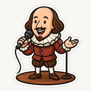 Adesivo Shakespeare con microfono – Adesivo divertente per auto – Resistente alle intemperie, poetico – Regalo per appassionati di letteratura, rapper e amici del palcoscenico