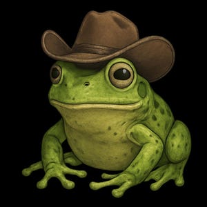 Adesivo per esterni con rana e cappello da cowboy, in vinile resistente ai raggi UV, realizzato con pellicola di alta qualità Orafol, adesivo per auto, adesivo per laptop
