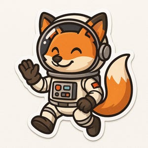 Adesivo Volpe Astronauta – Grazioso adesivo per auto – resistente alle intemperie, spaziale – regalo per gli amanti degli animali, della fantascienza e dello spazio