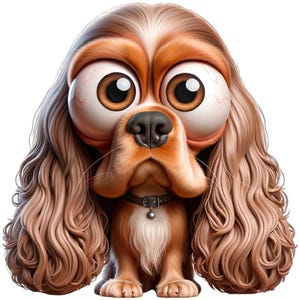 Adorable Cocker Spaniel Wall Decal | Cartoon Dog Sticker with Big Eyes | Animal Lover Gift | For Kids' Rooms & Dog Owners