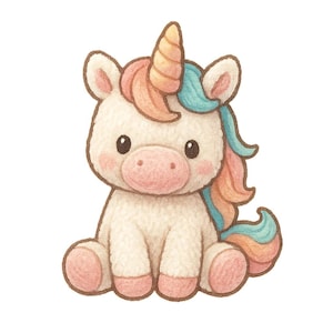 Adesivo di peluche a forma di unicorno, simpatico peluche a forma di fumetto, per laptop, auto e camper, regalo per bambini, appassionati di fantasy e amanti degli unicorni.