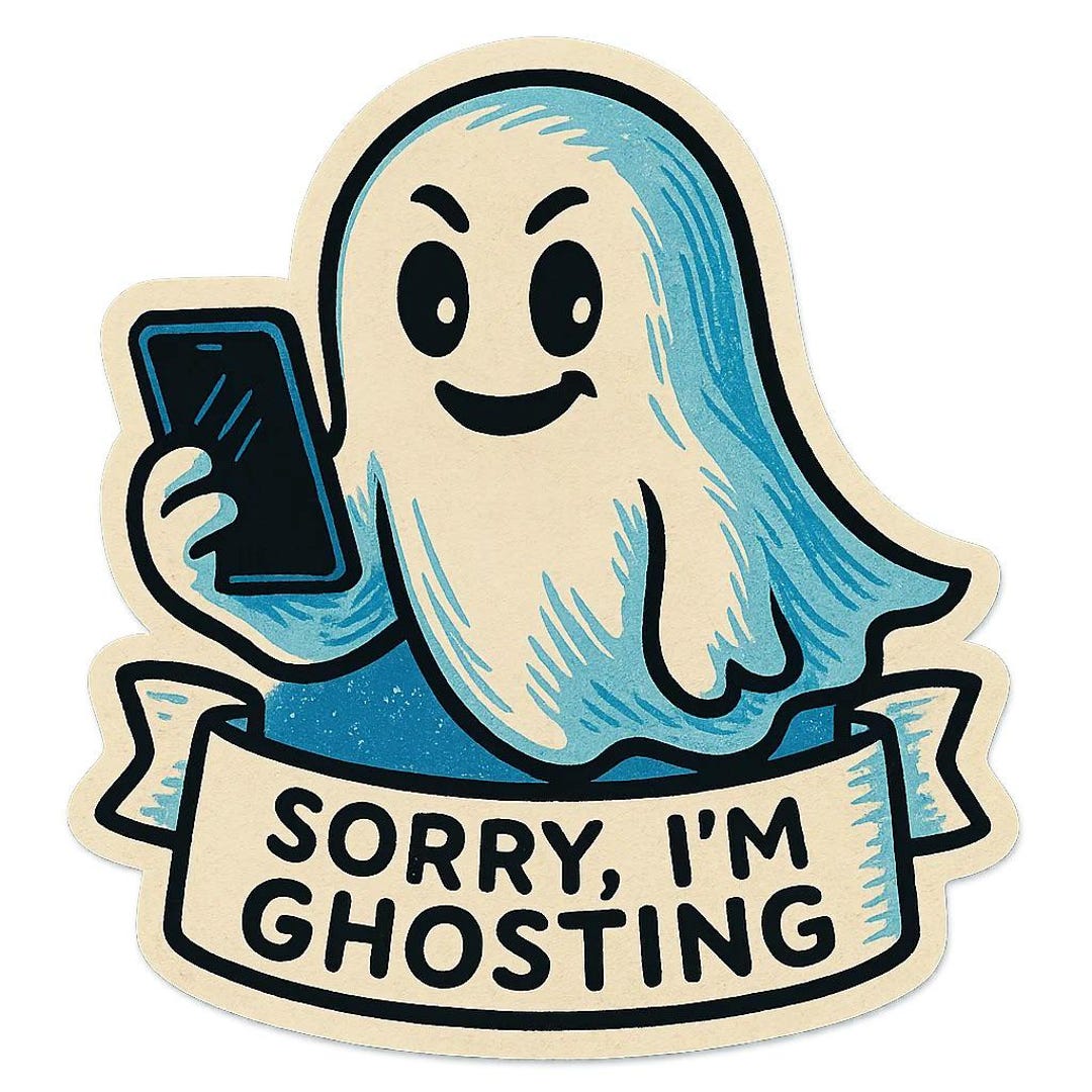 Ghost Sticker While Message Ghost With Cell Phone – Saying “sorry, I’m Ghosting” – Funny Car ...