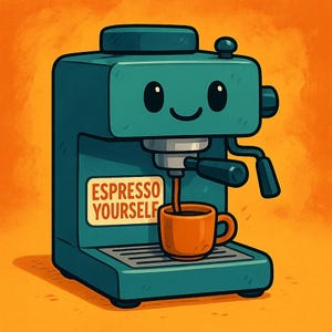Autocollants Espresso Yourself | Autocollant de café amusant avec machine à café | Conception de barista nerd | Cadeau pour les amateurs de café