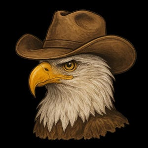 Adesivo per esterni con aquila con cappello da cowboy, adesivo in vinile resistente ai raggi UV, realizzato con pellicola di alta qualità di Orafol, adesivo per auto, adesivo per laptop