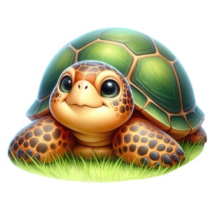 Bonita pegatina de tortuga en la hierba, bonita pegatina con motivo de animal, regalo para niñas, decoración para portátil o coche, dibujos animados de naturaleza.