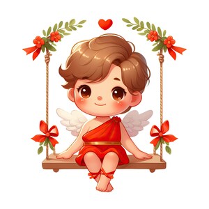 Bonita pegatina de ángel en columpio, motivo de amor, corazón, bebé, dibujos animados, regalo de San Valentín, decoración para habitación infantil, dulce